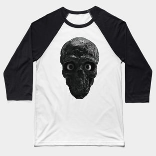 BLACK AND WHITE SKULL WITH EYES Baseball T-Shirt